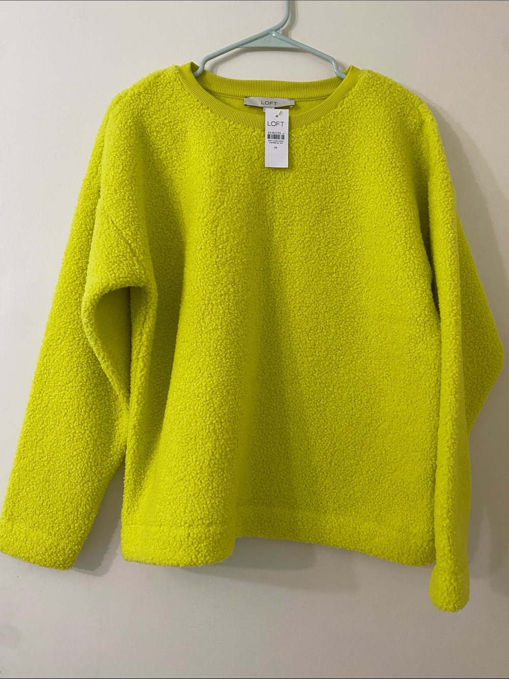 LOFT Neon Lime Fuzzy Crewneck Sweater
